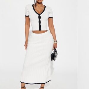 FASHIONOVA She's A Lady Sweater Skirt Set - White/Black